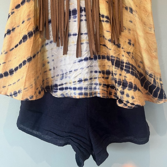 Unique tie dye romper with faux suede fringe by Judith March - Picture 3 of 8